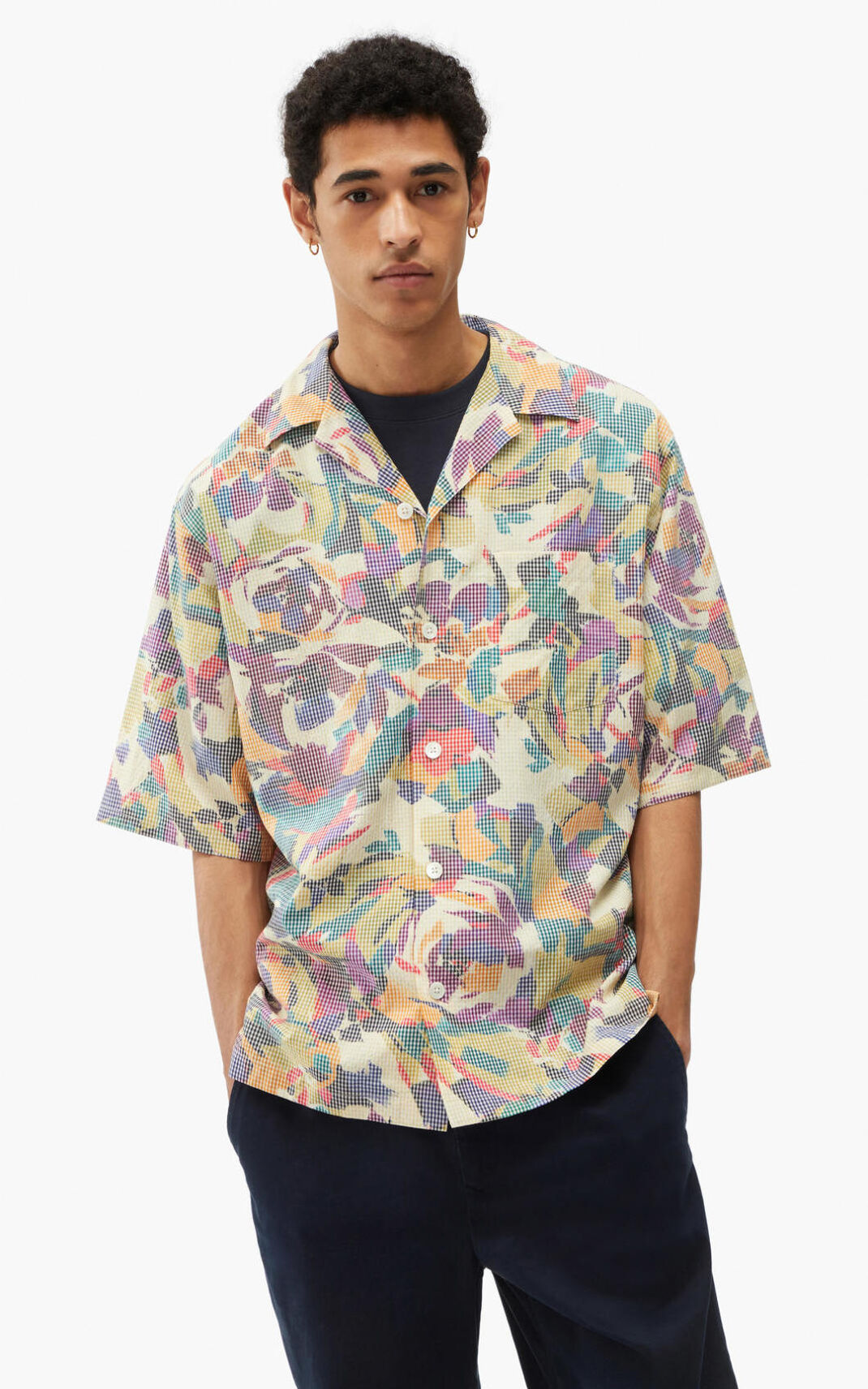 Kenzo Casual Archive Floral Camisa Hombre Verde Oliva | 5472098-GM